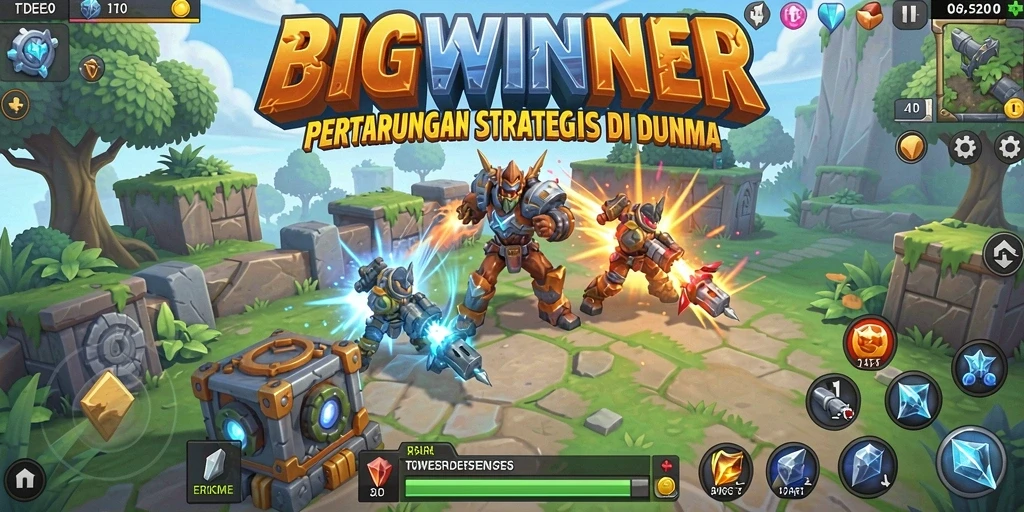 Tampilan gameplay BIGWINNER dengan aksi seru Tower Defense.