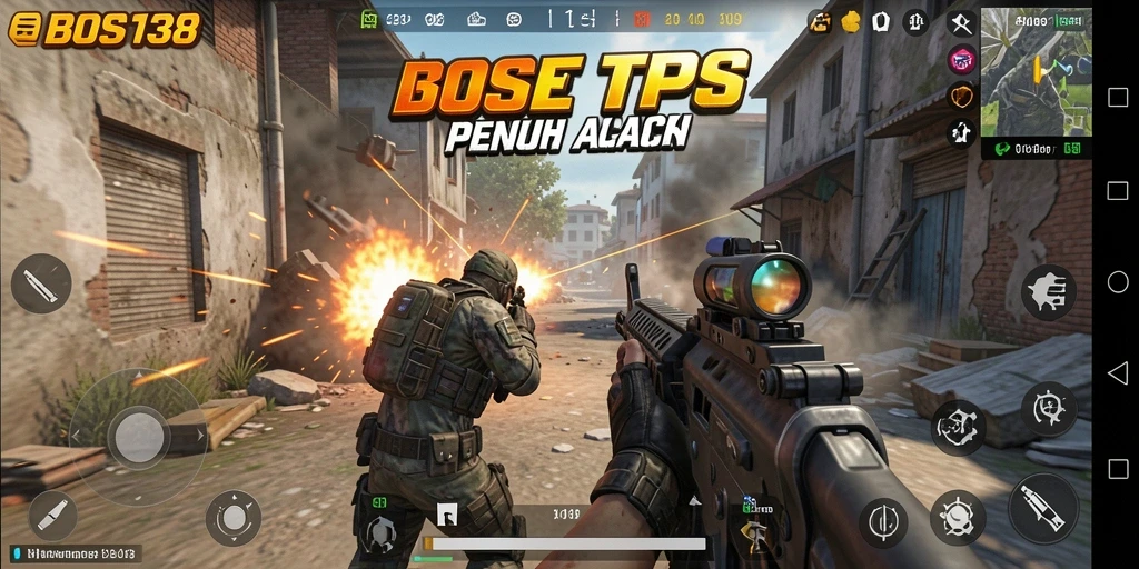 Tampilan gameplay yang intens dan dinamis dari BOS138.