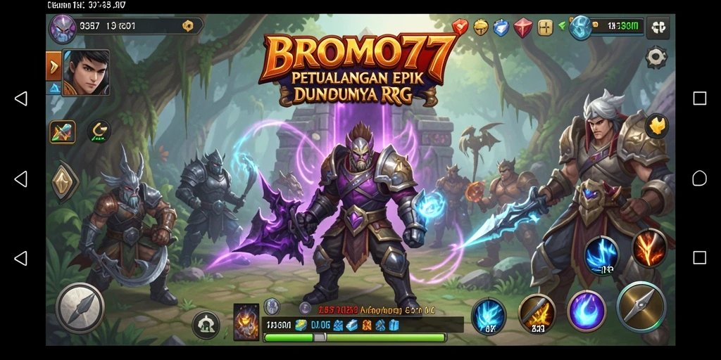 Tangkapan layar menunjukkan aksi seru dalam pertarungan RPG di BROMO77.