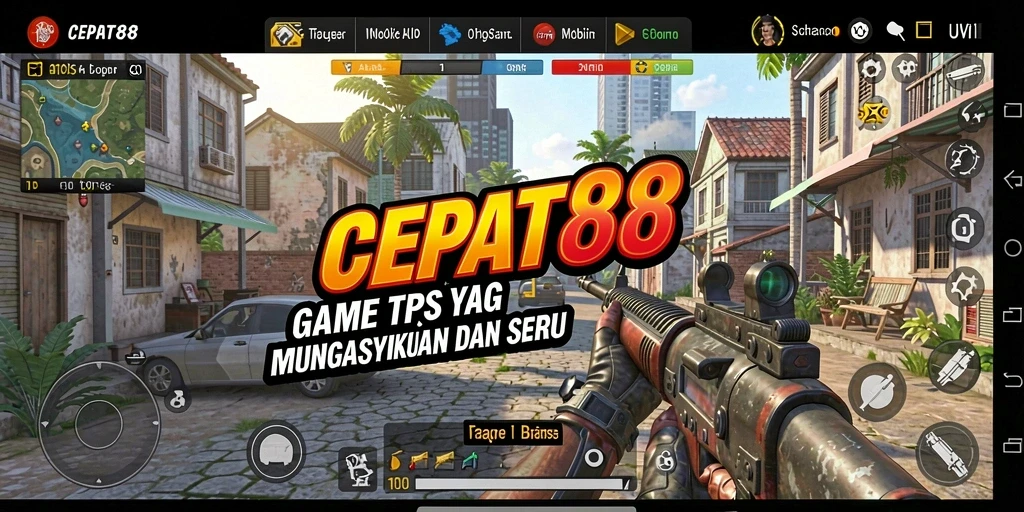 Tampilan gameplay CEPAT88 dengan aksi seru di medan perang.