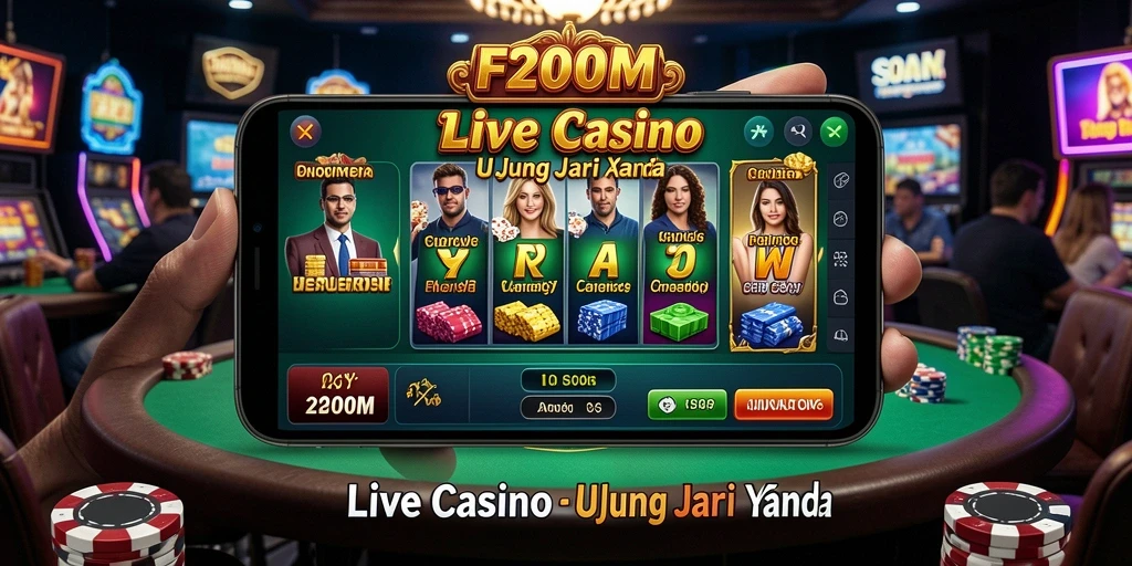 Tampilan gameplay F200M yang menakjubkan dalam suasana Live Casino.