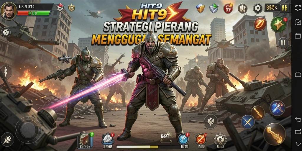 Screenshot HIT9 menunjukkan pertempuran strategis yang intens.