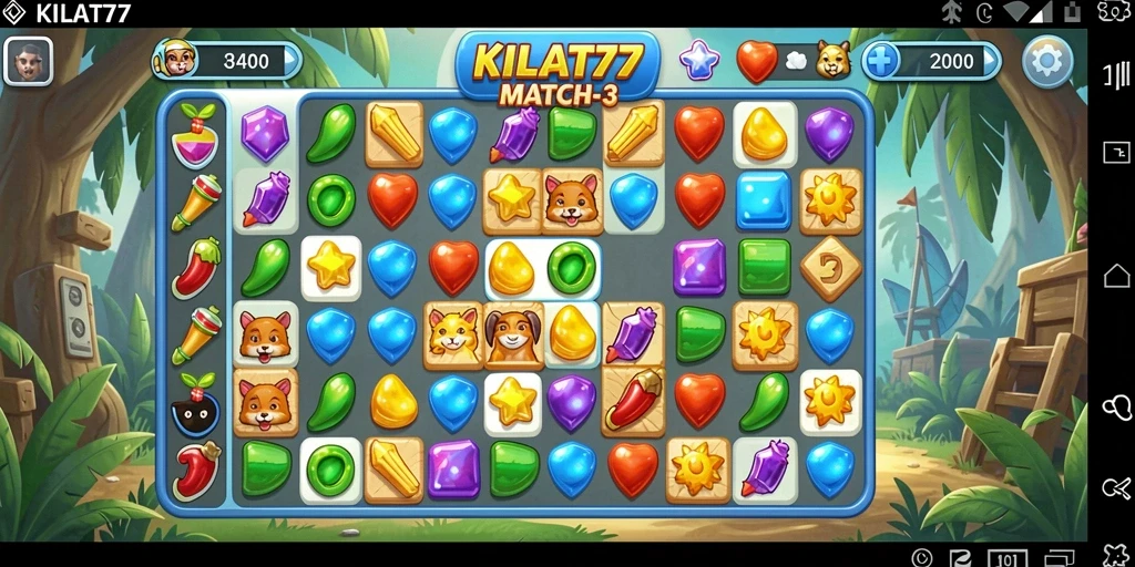 Tampilan gameplay seru KILAT77 yang menarik dalam kategori Match-3.