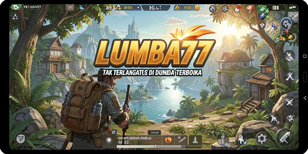 Screenshot menggambarkan pengalaman eksplorasi dalam dunia Open World LUMBA77.