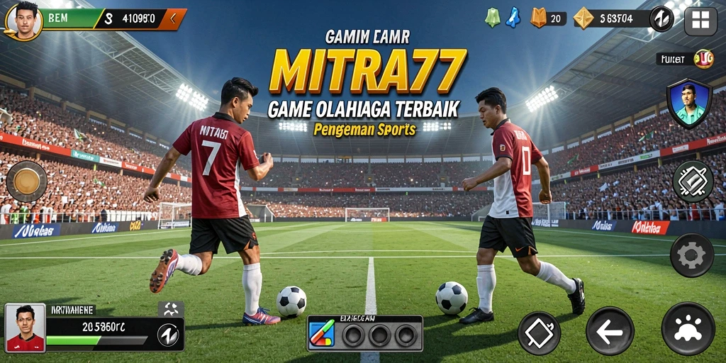 Screenshot gameplay MITRA77 menunjukkan aksi olahraga yang mendebarkan.