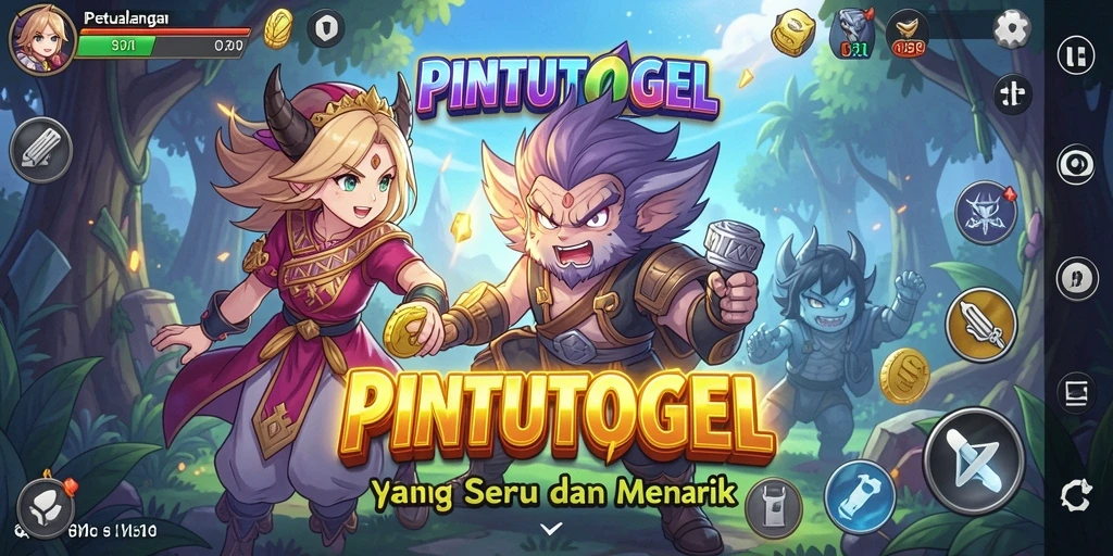Screenshot gameplay PINTUTOGEL menampilkan karakter anime yang penuh aksi.