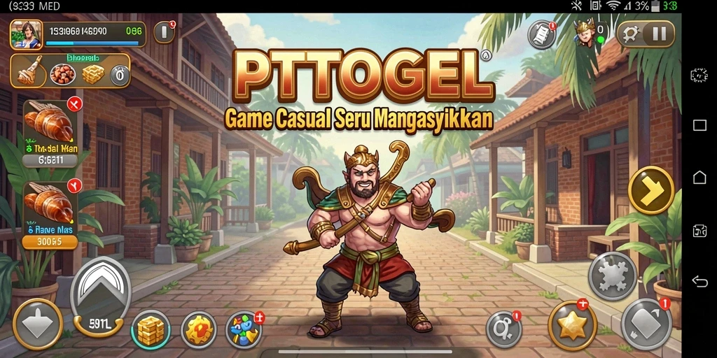 Screenshot menunjukkan gameplay seru PTTOGEL dengan animasi yang menarik.