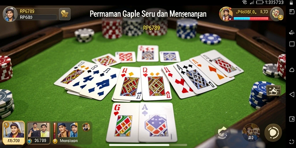 Tampilan antarmuka gameplay Gaple yang menarik dan interaktif.