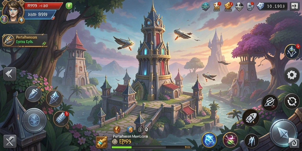 Tampilan screenshot gameplay Tower Defense yang menegangkan.