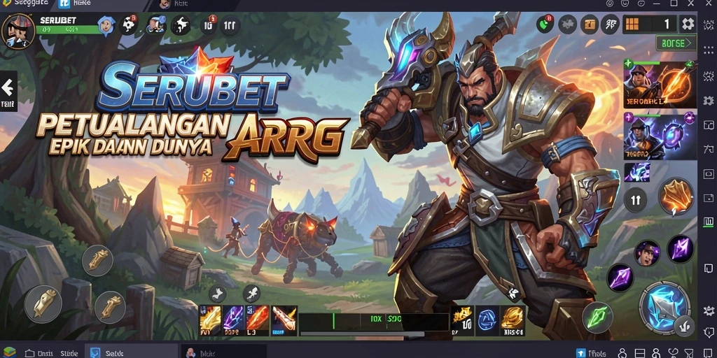 Tangkapan layar dari pertarungan seru dalam game ARPG SERUBET.